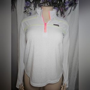 Vineyard Vines White and Pink Long Sleeve Polo Top